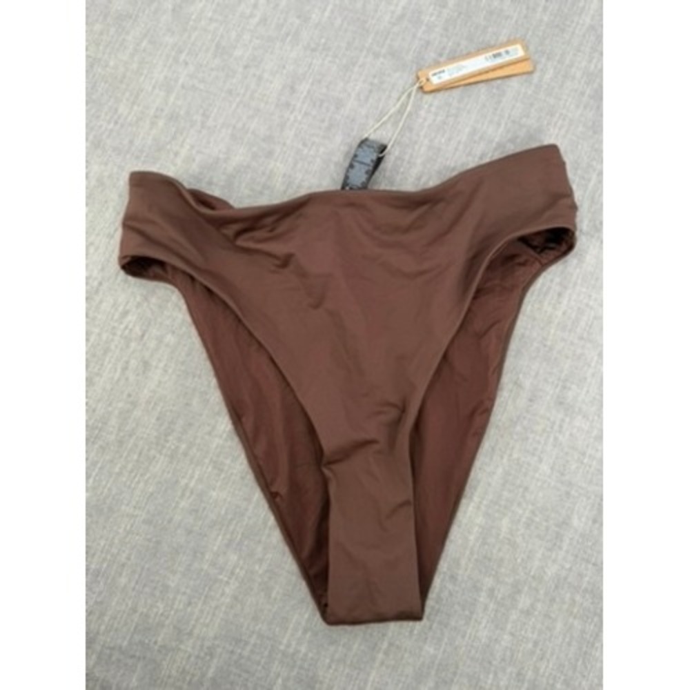 SKIMS Recycled Swim Mid Waist Bikini Bottom Cocoa Brown Size M Medium NWT